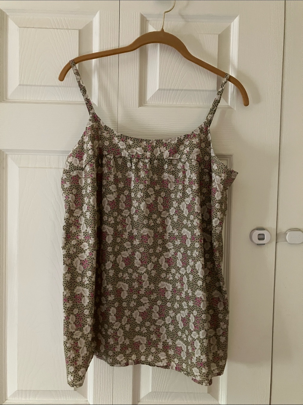 Old Navy Olive Floral Spaghetti Strap Camisole with Pink Accents